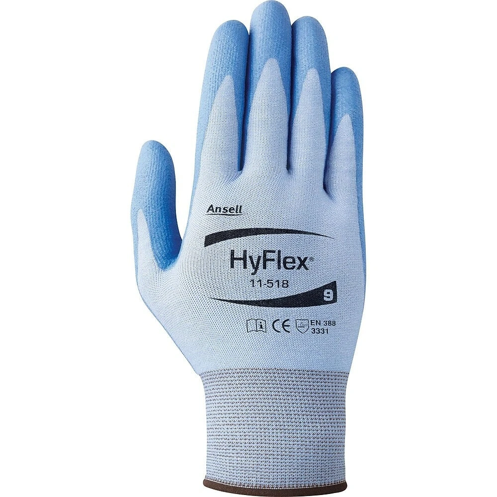 Ansell Hyflex 11-518 Gloves, Size X-Large/10, 18 Gauge, Polyurethane Coated, Dyneema Shell, Ansi/Isea 105 Level 2 - 6 Pack 1 Ansell Hyflex 11-518 Gloves, Size X-Large/10, 18 Gauge, Polyurethane Coated, Dyneema Shell, Ansi/Isea 105 Level 2 - 6 Pack