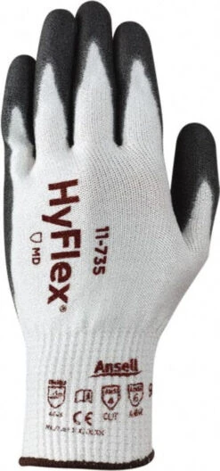 Ansell Size L (9), ANSI Cut Lvl 4, Abrasion Lvl 6, Polyurethane Coated Cut Resistant Gloves 10" Long, Palm & Fingertips Coated, Intercept Technology Yarn Lining, Knit Wrist, White/Gray, Paired 11-735-9 - 36096444