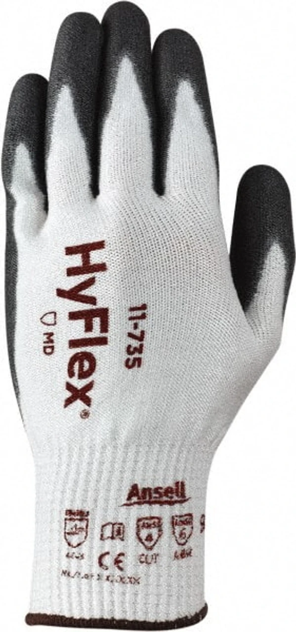 Ansell Size L (9), ANSI Cut Lvl 4, Abrasion Lvl 6, Polyurethane Coated Cut Resistant Gloves 10" Long, Palm & Fingertips Coated, Intercept Technology Yarn Lining, Knit Wrist, White/Gray, Paired 11-735-9 - 36096444 1 Ansell Size L (9), ANSI Cut Lvl 4, Abrasion Lvl 6, Polyurethane Coated Cut Resistant Gloves 10" Long, Palm & Fingertips Coated, Intercept Technology Yarn Lining, Knit Wrist, White/Gray, Paired 11-735-9 - 36096444