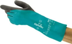 Ansell Size M (8), 14" Long, 39 Mil Thick, Supported, Nitrile Chemical Resistant Gloves Textured Finish, HPPE Lined, Gauntlet Cuff, ANSI Abrasion Level 6, ANSI Cut Level A3, ANSI Puncture Level 3, Green 58-735-8 - 38419933