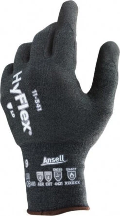 Ansell Size XL (10), ANSI Cut Lvl 4, Abrasion Lvl 4, Silicone-Free Nitrile Coated Cut Resistant Gloves 10.25" Long, Palm & Fingertips Coated, Knit Wrist, Gray, Paired 11-541-10 - 67008078