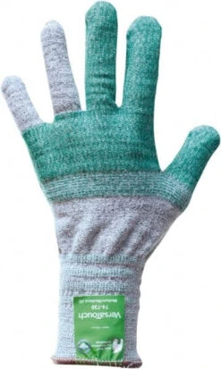 Ansell Size S (7), ANSI Cut Lvl 4, Abrasion Lvl 4, Dyneema Diamond HPPE Liner Cut Resistant Gloves 12" Long, Knit Wrist, Gray/Green, Ambidextrous 74-730-7 - 54229166