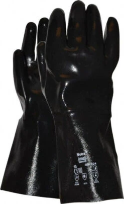 Ansell Size XL (10), 14" Long, 80 Mil Thick, Supported, Neoprene Chemical Resistant Gloves Smooth Finish, Fleece/Jersey Lined, Gauntlet Cuff, ANSI Abrasion Level 3, ANSI Cut Level 2, Black 9-924-10 - 60044211