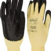 Ansell Size M (8), ANSI Cut Lvl 2, Abrasion Lvl 3, Nitrile Coated Cut Resistant Gloves Palm & Fingers Coated, Kevlar Lining, Knit Wrist, Black/Yellow, Paired 11-500-8 - 71010839