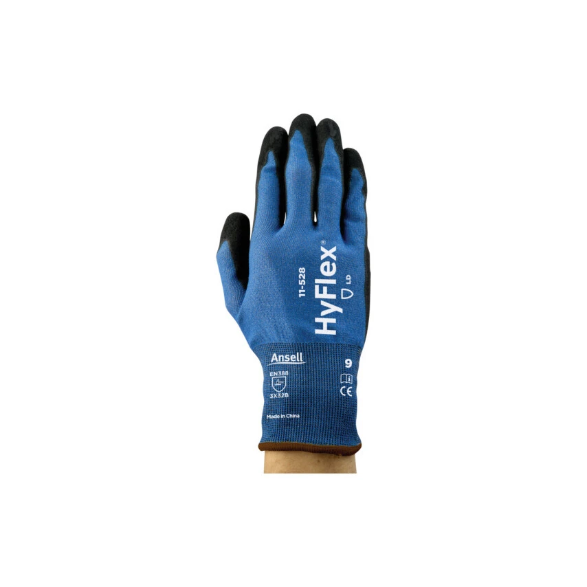 11-528 HyFlex Cut Resistant Gloves, Black/Blue, EN388: 2016, 3, X, 3, 2, B, Nitrile Palm Coated, Ansell Intercept Technology, Size 9 1 11-528 HyFlex Cut Resistant Gloves, Black/Blue, EN388: 2016, 3, X, 3, 2, B, Nitrile Palm Coated, Ansell Intercept Technology, Size 9
