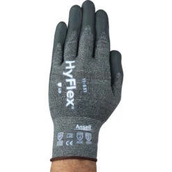 ANSELL 11-531 Hyflex Intercept Cut Resistant Gloves, Black/Grey, EN388: 2016, 4, X, 4, 2, B, Nitrile Palm, Fibreglass/HPPE/Nylon/Spandex, Size 9