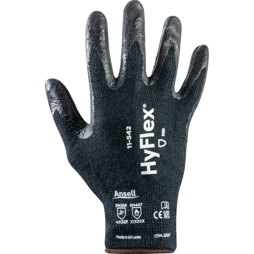 ANSELL 11-542 HyFlex Cut Resistant Gloves, Black, EN388: 2016, 4, X, 3, 2, F, Nitrile Palm, Intercept Technology, Size 7 2 ANSELL 11-542 HyFlex Cut Resistant Gloves, Black, EN388: 2016, 4, X, 3, 2, F, Nitrile Palm, Intercept Technology, Size 7 - Image 2