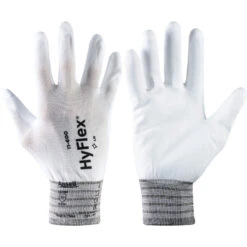ANSELL 11-600 HyFlex® Mechanical Hazard Gloves, White, Nylon Liner, Polyurethane Coating, EN388: 2016, 3, 1, 2, 1, A, Size 8