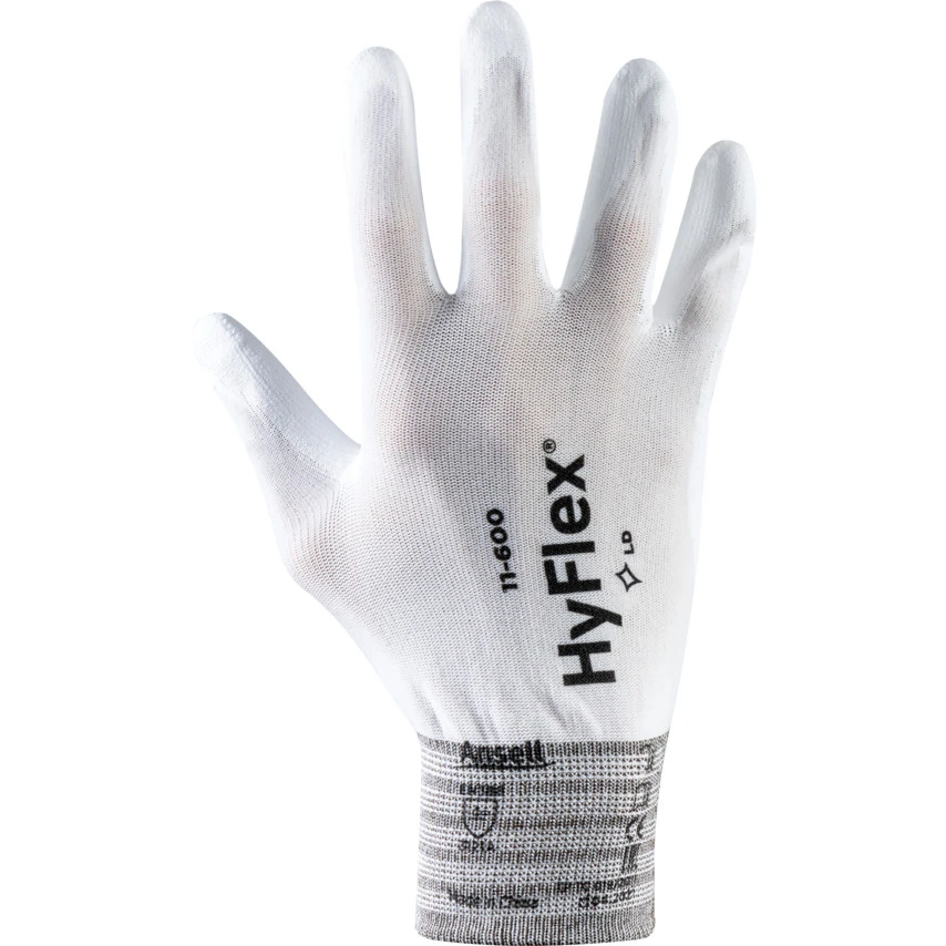 ANSELL 11-600 HyFlex® Mechanical Hazard Gloves, White, Nylon Liner, Polyurethane Coating, EN388: 2016, 3, 1, 2, 1, A, Size 8 2 ANSELL 11-600 HyFlex® Mechanical Hazard Gloves, White, Nylon Liner, Polyurethane Coating, EN388: 2016, 3, 1, 2, 1, A, Size 8 - Image 2