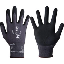 ANSELL 11-818 HyFlex® Fortix Mechanical Hazard Gloves, Black/Grey, Nylon Liner, Nitrile Coating, EN388: 2016, 4, 1, 3, 1, A, Size 12