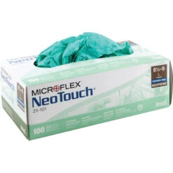 ANSELL Microflex NeoTouch 25-101 Disposable Gloves, Green, Neoprene, 5.1mil Thickness, Powder Free, Size 7.5-8, Pack Of 100 -Ansell Shop ans9611353c ans9611365h 5 2