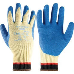 ANSELL 80-600 Powerflex Cut Resistant Gloves, Blue/Yellow, EN388: 2016, 3, 4, 4, 4, C, Latex Palm, Kevlar, Size 8