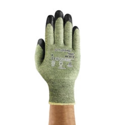 ANSELL 80-813 ActivArmr Cut & Heat Resistant Gloves, Black/Green, Kevlar, Neoprene Palm Coating, EN388: 2016, 2, X, 4, 2, C, Size 9
