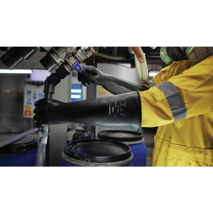 ANSELL 87-104 Alphatec Chemical Resistant Gloves, Black, Latex, Size 8.5 3 ANSELL 87-104 Alphatec Chemical Resistant Gloves, Black, Latex, Size 8.5 - Image 3
