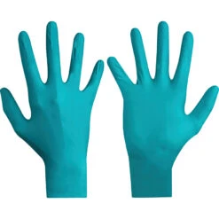ANSELL TouchNTuff 92-500 Disposable Gloves, Green, Nitrile, 4.7mil Thickness, Powdered, Size 7.5-8, Pack Of 100