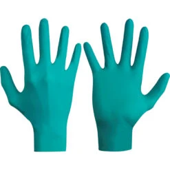 ANSELL TouchNTuff 92-600 Disposable Gloves, Green, Nitrile, 4.7mil Thickness, Powder Free, Size 9, Pack Of 100
