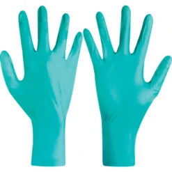 ANSELL TouchNTuff 92-605 Disposable Gloves, Green, Nitrile, 4.7mil Thickness, Powder Free, Size 9, Pack Of 100