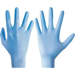 ANSELL TouchNTuff 92-670 Disposable Gloves, Blue, Nitrile, 4.3mil Thickness, Powder Free, Size 7.5-8, Pack Of 100