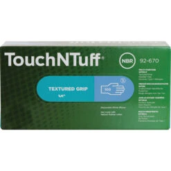 ANSELL TouchNTuff 92-670 Disposable Gloves, Blue, Nitrile, 4.3mil Thickness, Powder Free, Size 7.5-8, Pack Of 100 -Ansell Shop ans9616683c ans9616689j 4 2