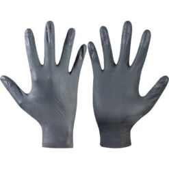 ANSELL TouchNTuff 93-250 Disposable Gloves, Black, Nitrile, 5mil Thickness, Powder Free, Size 8, Pack Of 100