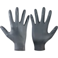 ANSELL TouchNTuff 93-250 Disposable Gloves, Black, Nitrile, 5mil Thickness, Powder Free, Size 9, Pack Of 100