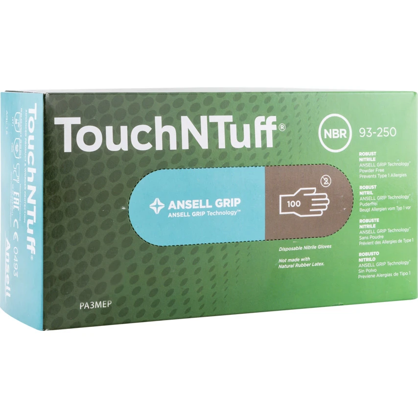 ANSELL TouchNTuff 93-250 Disposable Gloves, Black, Nitrile, 5mil Thickness, Powder Free, Size 9, Pack Of 100 4 ANSELL TouchNTuff 93-250 Disposable Gloves, Black, Nitrile, 5mil Thickness, Powder Free, Size 9, Pack Of 100 - Image 4