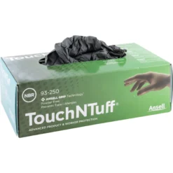 ANSELL TouchNTuff 93-250 Disposable Gloves, Black, Nitrile, 5mil Thickness, Powder Free, Size 9, Pack Of 100 9 ANSELL TouchNTuff 93-250 Disposable Gloves, Black, Nitrile, 5mil Thickness, Powder Free, Size 9, Pack Of 100 -Ansell Shop ans9616758c ans9616759e 5