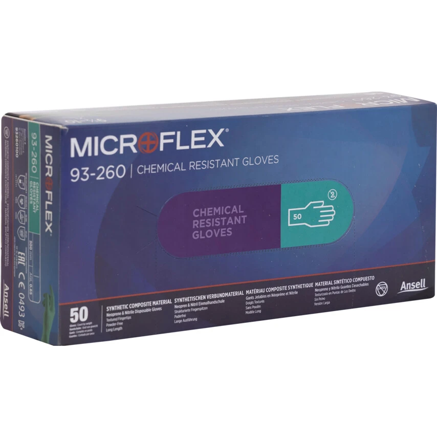 ANSELL MicroFlex 93-260 Disposable Gloves, Green, Neoprene;Nitrile, 7.8mil Thickness, Powder Free, Size 7.5-8, Pack Of 50 5 ANSELL MicroFlex 93-260 Disposable Gloves, Green, Neoprene;Nitrile, 7.8mil Thickness, Powder Free, Size 7.5-8, Pack Of 50 - Image 5