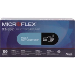 ANSELL Microflex 93-852 Disposable Gloves, Black, Nitrile, 4.7mil Thickness, Powder Free, Size 10, Pack Of 100 -Ansell Shop ans9616833c ans9616833l 4
