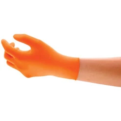 ANSELL Microflex 93-856 Disposable Gloves, Orange, Nitrile, 5.1mil Thickness, Powder Free, Size 9, Pack Of 100