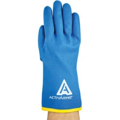 ANSELL 97-681 ActivArmr Cold Resistant Gloves, Blue, Acrylic/Nylon Liner, PVC Coating, Size 11