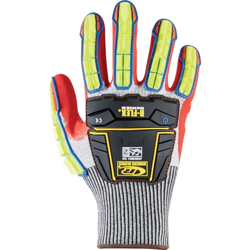 ANSELL R065, Impact Gloves, Grey/Hi-Vis Yellow/Red, HPPE, Nitrile Coating, EN388: 2016, 4, X, 4, 3, D, P, Size 12 2 ANSELL R065, Impact Gloves, Grey/Hi-Vis Yellow/Red, HPPE, Nitrile Coating, EN388: 2016, 4, X, 4, 3, D, P, Size 12 - Image 2