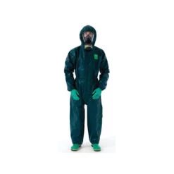 ANSELL 4000-GR Microchem Chemical Protective Coveralls, Disposable, Type 3/4/5, Green, MICROCHEM 4000, Zipper Closure, M