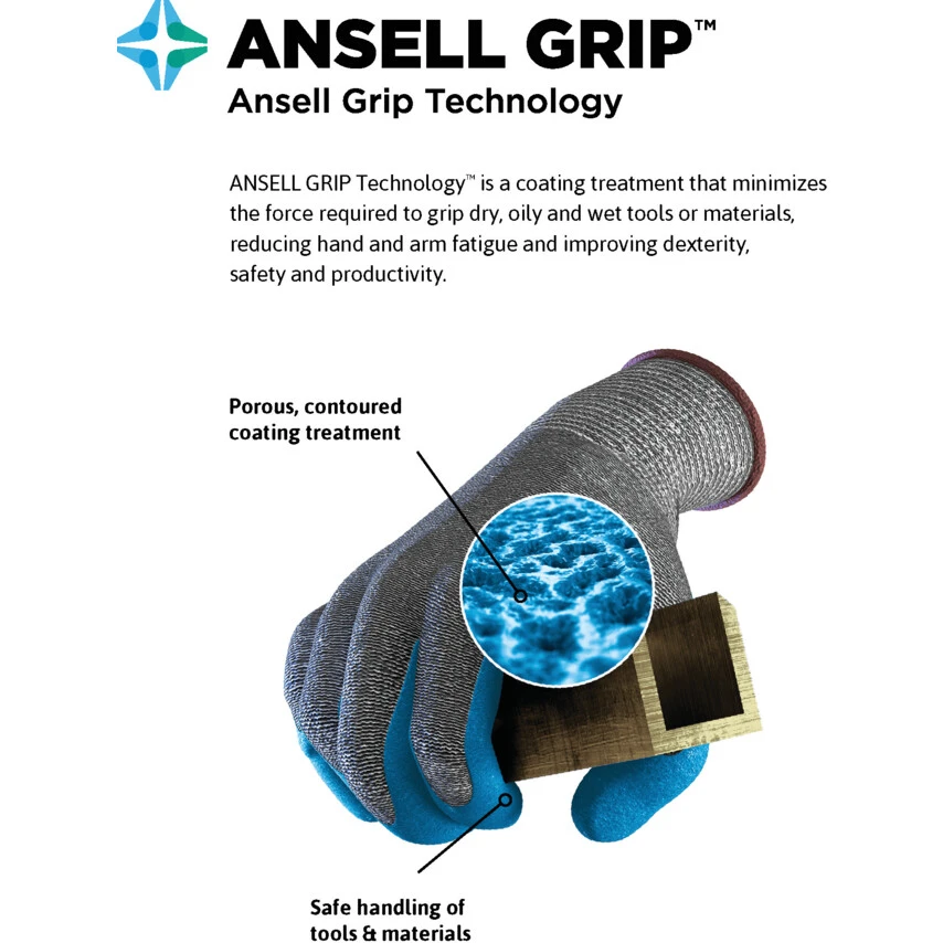 ANSELL 11-541 HyFlex Cut Resistant Gloves, Grey, EN388: 2016, 4, X, 2, 1, D, Nitrile Palm, Kevlar/Nylon/Spandex, Size 8 4 ANSELL 11-541 HyFlex Cut Resistant Gloves, Grey, EN388: 2016, 4, X, 2, 1, D, Nitrile Palm, Kevlar/Nylon/Spandex, Size 8 - Image 4