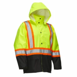 ANSELL Forcefield Rain Jacket With Snap-Off Hood - Lime - X-Large (023-HVRJLYT)