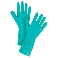 Ansell SAX987 Chemical Resistant Gloves, Nitrile, 11 Mils, 13"L, Green, Size 10, 36 Pack