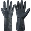 ANSELL G17K, Chemical Resistant Gloves, Black, Latex, Cotton Flocked Liner, Size 6.5