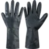 ANSELL G17K, Chemical Resistant Gloves, Black, Latex, Cotton Flocked Liner, Size 9.5
