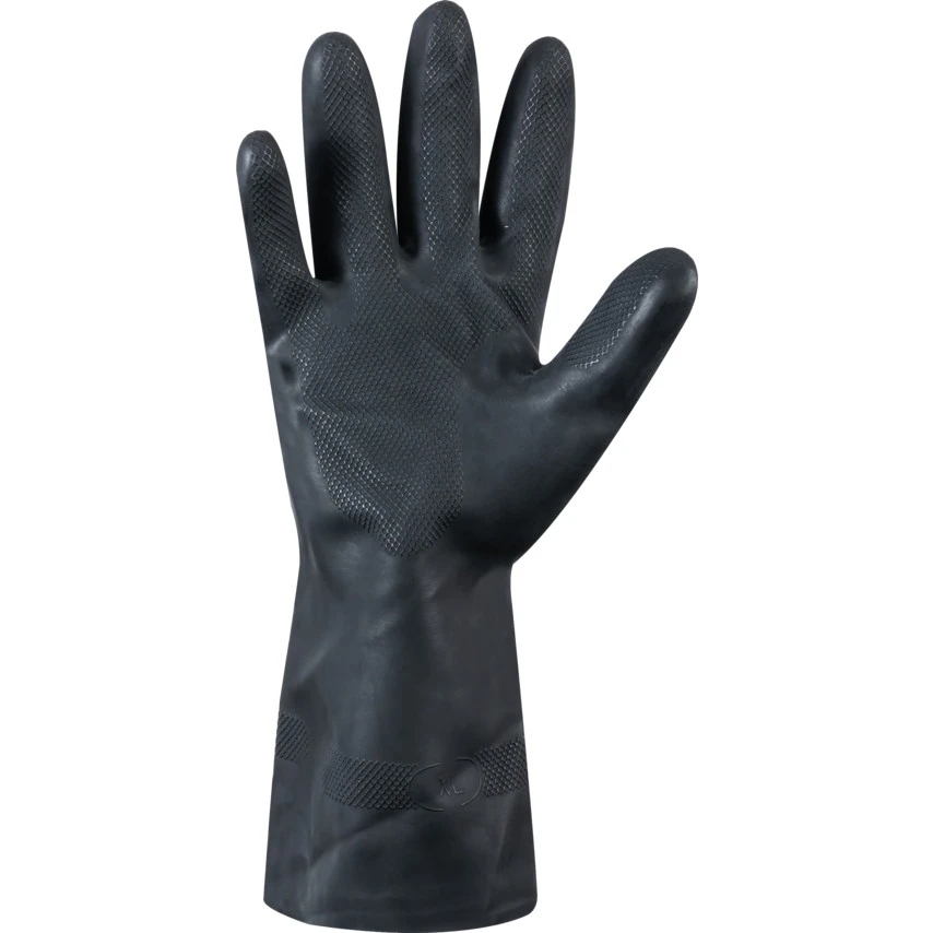 ANSELL G17K, Chemical Resistant Gloves, Black, Latex, Cotton Flocked Liner, Size 9.5 3 ANSELL G17K, Chemical Resistant Gloves, Black, Latex, Cotton Flocked Liner, Size 9.5 - Image 3