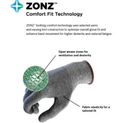 ANSELL 11-531 Hyflex Intercept Cut Resistant Gloves, Black/Grey, EN388: 2016, 4, X, 4, 2, B, Nitrile Palm, Fibreglass/HPPE/Nylon/Spandex, Size 9 -Ansell Shop zonz comfort tech infographic callouts